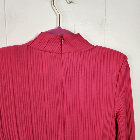 YAS Olinda High Neck Long Sleeve Formal Maxi Dress Hot Pink Size Small Party NYE - Picture 5 of 13